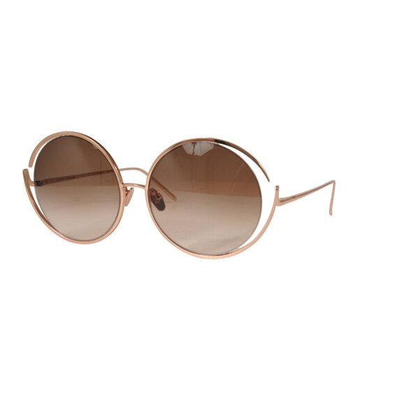 Linda Farrow Womens Fontaine C6 Round Sunglasses Rose Brown Gold Glasses